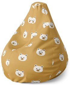 Sedací vak Pear roztomilé medvedíky - detský, žltá