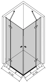 Erga Bern Double, sprchový kút s 2-krídlovými dverami 80(dvere) x 120(dvere) x 195 cm, 6mm číre sklo, čierny profil, ERG-V02-BERN-D080D120-CL-BK