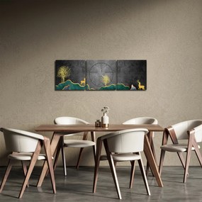 Obraz - Horská scenéria (s hodinami) (90x30 cm)
