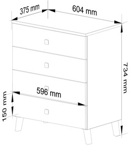Komoda MOBI K-04 kašmír/zlatá