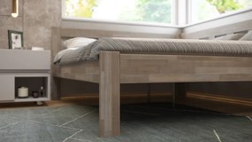 Rohová posteľ so zástenou vpravo Tema P 180x200 cm, šedý buk