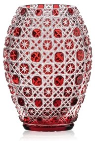 Bohemia Crystal Ručne brúsená váza Osmihran Rubín 205mm