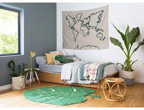 Tmavozelený prateľný ručne tkaný bavlnený detský koberec 120x180 cm Monstera Leaf – Lorena Canals