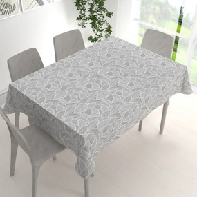 Biante Veľký dekoračný obdĺžnikový obrus Leona LN-169 Biele listy na sivom 160x200 cm