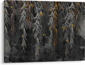 Obraz - Vŕbové vetvičky v čiernom pozadí (70x50 cm)