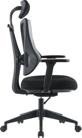 Herná ergonomická stolička ERACER H3246 — sieť / látka, sivá / čierna