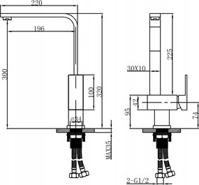 Kuchynská batéria MEXEN LIV - inox, 672100-99