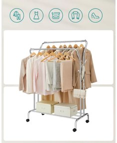 Mobilný stojanový vešiak LINEA strieborný