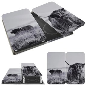 Kryty na sporák v súprave 2 ks z tvrdeného skla 30x52 cm Universal Highland Cattle – Wenko