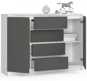 Komoda K140 2D 4SZ CLP biela / sivá