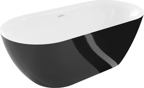 Mexen Roxy, voľne stojaca vaňa 170 x 80 cm, biela-čierna, biely prepad, 51201708075-20