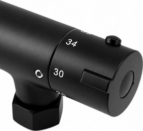 Erga Dubaj, sprchový set s termostatickou batériou a hlavovou sprchou 30 cm, čierna matná, ERG-YKA-BP.DUBAJ-THERM-30-BLK