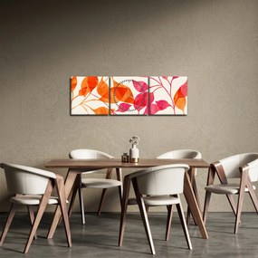 Obraz - Oranžové lístie (s hodinami) (90x30 cm)