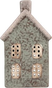 Zelený keramický domček na čajovú sviečku Lamont - 8*7*14 cm