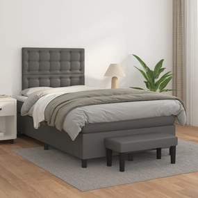 Boxspring posteľ s matracom sivá 120x200 cm umelá koža 3137657