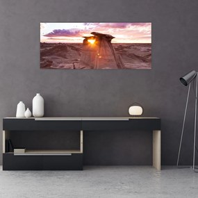 Obraz - západ slnka na púšti (120x50 cm)