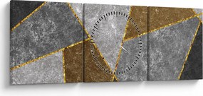 Obraz - Imitácia materiálov (s hodinami) (90x30 cm)