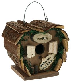 Vtáčia búdka Love Birds, 17x17x12 cm, drevo, hnedá