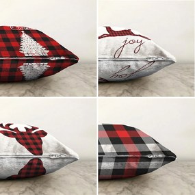 Súprava 4 vianočných žinylkových obliečok na vankúš Minimalist Cushion Covers Christmas Tartan, 55 x 55 cm