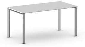 Rokovací stôl PRIMO INFINITY so sivostriebornou podnožou 1600 x 800 x 750 mm, biela