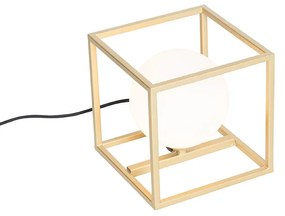 Dizajnová stolná lampa zlatá s bielym sklom - Aniek