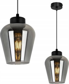 Závesné svietidlo Rijeka, 1x grafitové sklenené tienidlo, b