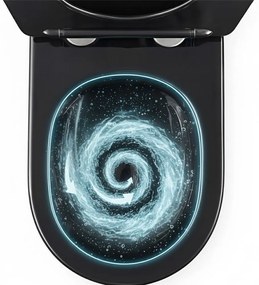 Rea Carlo Mini, závesné WC + toaletné sedadlo, čierna lesklá-zlatý okraj, REA-C4695