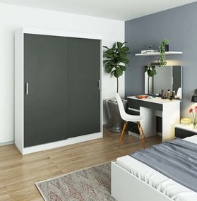 Šatníková skriňa s posuvnými dverami 150 cm CLP mono biela / sivá