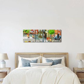 Obraz - Detské mestečko (s hodinami) (90x30 cm)