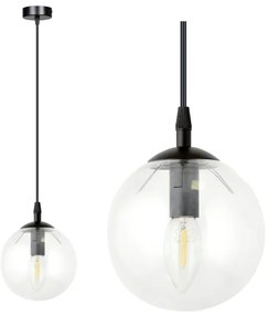 Luster na lanku COSMO 1xE14/10W/230V pr. 14 cm čierna/číra