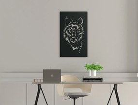 drevko Drevený obraz na stenu Vlk - samotár Rozmer obrazu: 44,5 x 26,5 cm, Farba dekorácie: Čierna