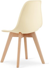 Krémová stolička KITO s bukovými nohami