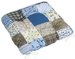 Bellatex Sedák Adéla prešívaný Patchwork modrá, 40x 40 cm