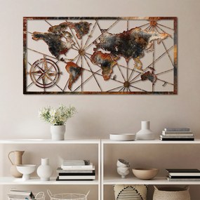 Nástenná kovová dekorácia Mapa sveta Veľká 3 viacfarebná