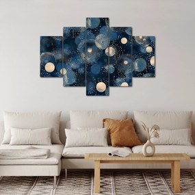 Obraz - Modro-zlaté krúžky (150x105 cm)