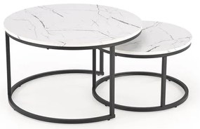 KONFERENČNÝ STOLÍK DAVINO BIELY MRAMOR + ČIERNY