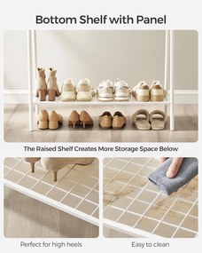 Stojan na oblečenie s oceľovým rámom, s policou, 33,5 x 92,5 x 153 cm, biely