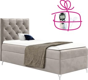 Boxspringová posteľ, 90x200, sivobéžová Taupe látka Velvet, ľavá, GULIETTE + darček