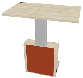 Výškovo nastaviteľný rokovací stôl Verno+ S 120 x 70 cm, agát / oranžová