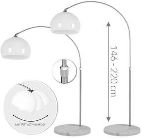InternetovaZahrada Dizajnová oblúková stojanová lampa s mramorovou základňou - nastaviteľná 190 - 200 cm