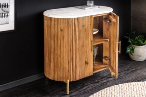 Sideboard TRES 70cm mango wood natural w/ white marble top and golden handles