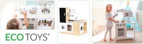 Drevená kuchynka pre deti samostatné segmenty XXL doska + LED ECOTOYS