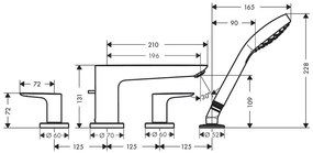 Hansgrohe Talis E, batéria na okraj vane, 4-otvorová inštalácia, chrómová, HAN-71748000