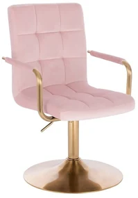 LuxuryForm DESIGN Stolička VERONA GOLD VELUR na zlatom tanieri - ružová