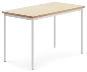 Stôl SONITUS, 1200x700x760 mm, linoleum - béžová, biela