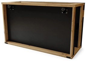LUSSO Čierna matná/Dub Artisan -  MODERNÝ STOLÍK SO ZDVÍHAVOU STOLOVOU DOSKOU + ÚLOŽNÝ PRIESTOR + POLICA (NA KOLESÁCH!)