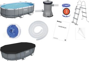 Bazén s oceľovým rámom Power 488x305x107, BESTWAY 7v1 + príslušenstvo