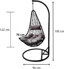 Závěsné křeslo Golarsk šedé/černé