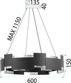Toolight Toolight, stropné svietidlo 6xG9 APP1561-6CP, čierna-zlatá, OSW-06402