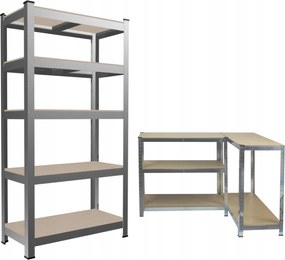 SADA DVÔCH 5-ÚROVŇOVÝCH POLIČIEK 180 x 90 x 40 CM NOSNOSŤ POLIČKY: 175 KG *2158